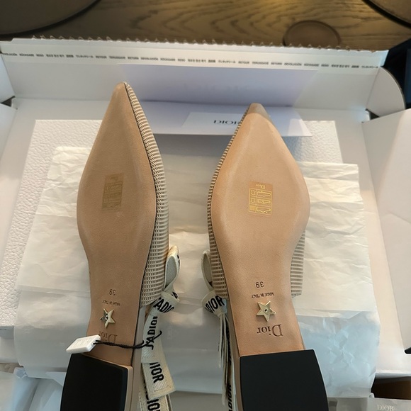 Dior Beige Textured J'Adior Slingback Flats NWT - Picture 4 of 6